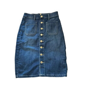 DEX darkwash denim button down skirt size 24